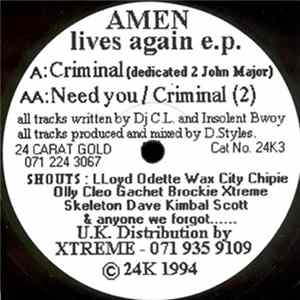 DJ C.L. & Insolent Bwoy - Amen Lives Again E.P. Album