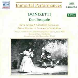 Donizetti - Bidú Sayão, Salvatore Baccaloni, Nino Martini, Francesco Valentino, Chorus And Orchestra Of The Metropolitan Opera, New York, Gennaro Papi - Don Pasquale Album