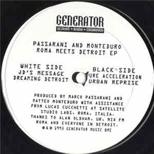 Passarani And Monteduro - Roma Meets Detroit EP Album