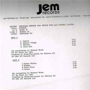 Michael Brook With Brian Eno And Daniel Lanois - Hybrid Album