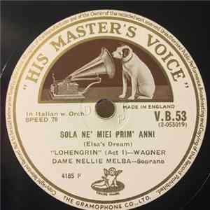 Dame Nellie Melba / Adelina Patti - Lohengrin - Sola 'Ne Miei Prim' Anni / Mignon - Connais-Tu Le Pays? Album