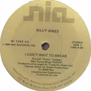 Billy Jones - I Can't Wait To Break Album